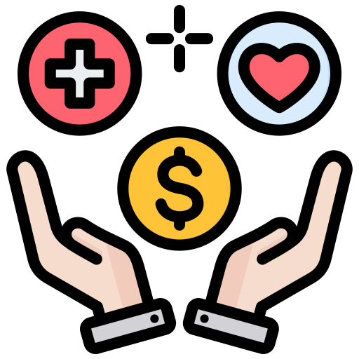 Hands holding icons representing healthcare and wellness, including a medical cross and a heart, with a dollar sign symbolizing cost savings for beauty and wellness businesses.
