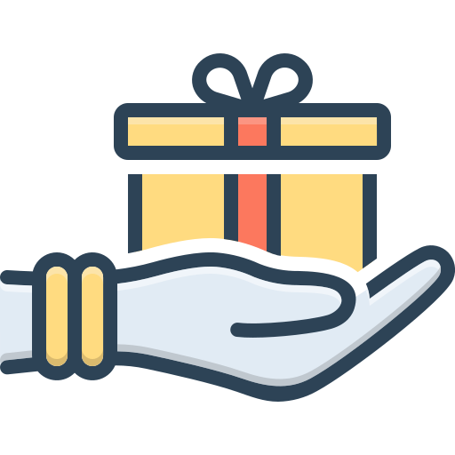 Hand holding a gift box, symbolizing catering and event orders for bakeries managed by an AI receptionist.
