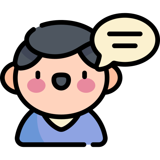 AI receptionist character with speech bubble, representing multilingual customer support for bakeries, emphasizing communication in seven languages.
