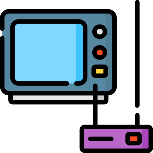 AI-driven virtual reception desk for cable TV providers featuring a stylized television and remote control, illustrating modern customer service solutions.