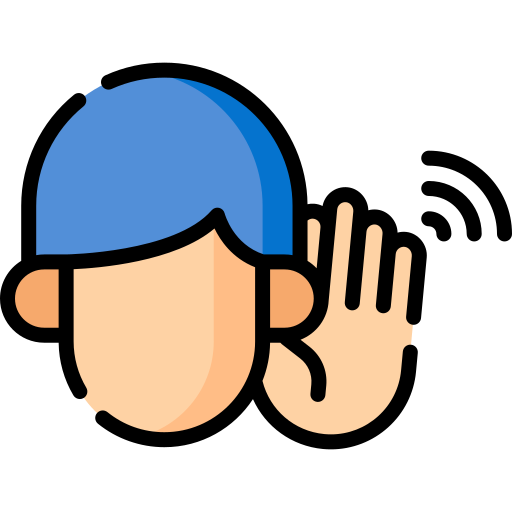 AI receptionist illustration with a person in a blue cap, symbolizing communication and assistance for hearing aid clinics, enhancing customer service and operational efficiency.