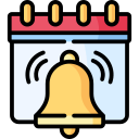 Calendar icon with a notification bell, representing appointment scheduling and reminders for dental offices. Calendar icon with a notification bell, representing appointment scheduling and reminders for dental offices.