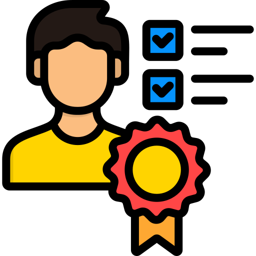 Person with a yellow shirt and a badge, representing customer service excellence and trust for AI receptionist solutions in bicycle repair shops.